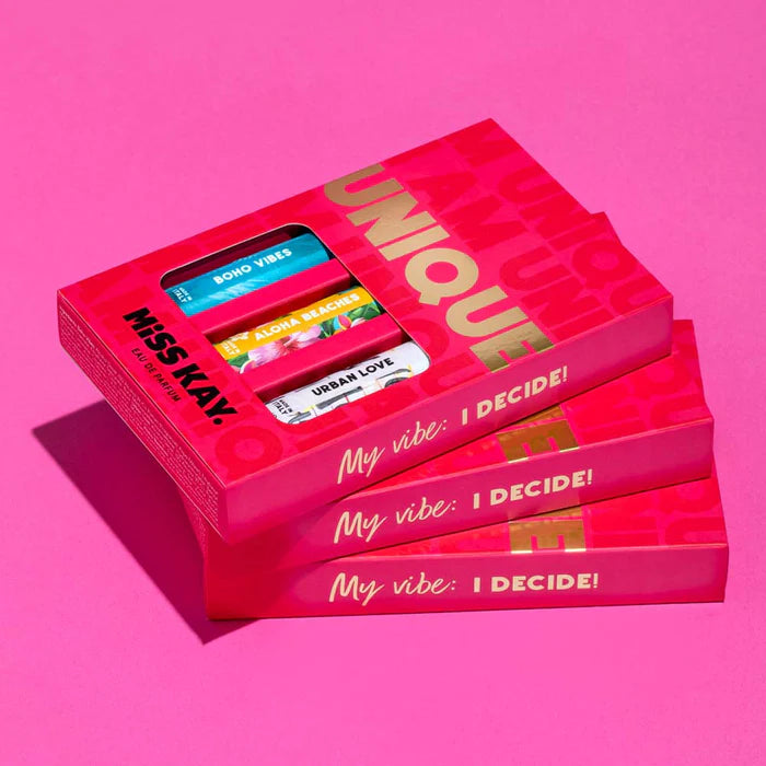 Miss Kay. I AM UNIQUE KIT Eau De Parfum, 3 MEMORABLE AND UNIQUE SCENTS JUST LIKE YOU, Boho Vibes, Urban Love, and Aloha Beaches!