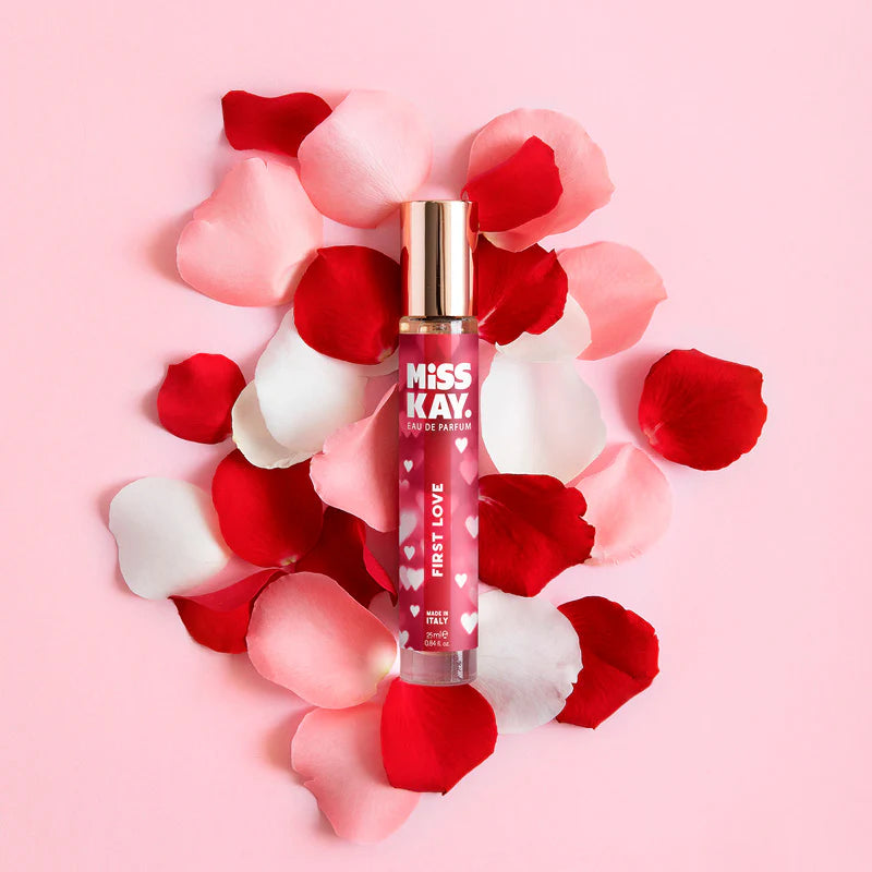 Miss Kay. Eau De Parfum - First Love: Bergamot, Blackcurrant. Jasmine, Rose, 25 ML, .84 FL OZ