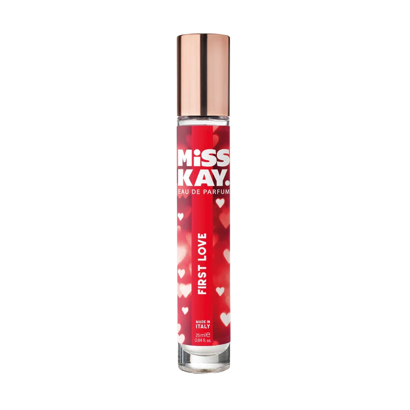 Miss Kay. Eau De Parfum - First Love: Bergamot, Blackcurrant. Jasmine, Rose, 25 ML, .84 FL OZ