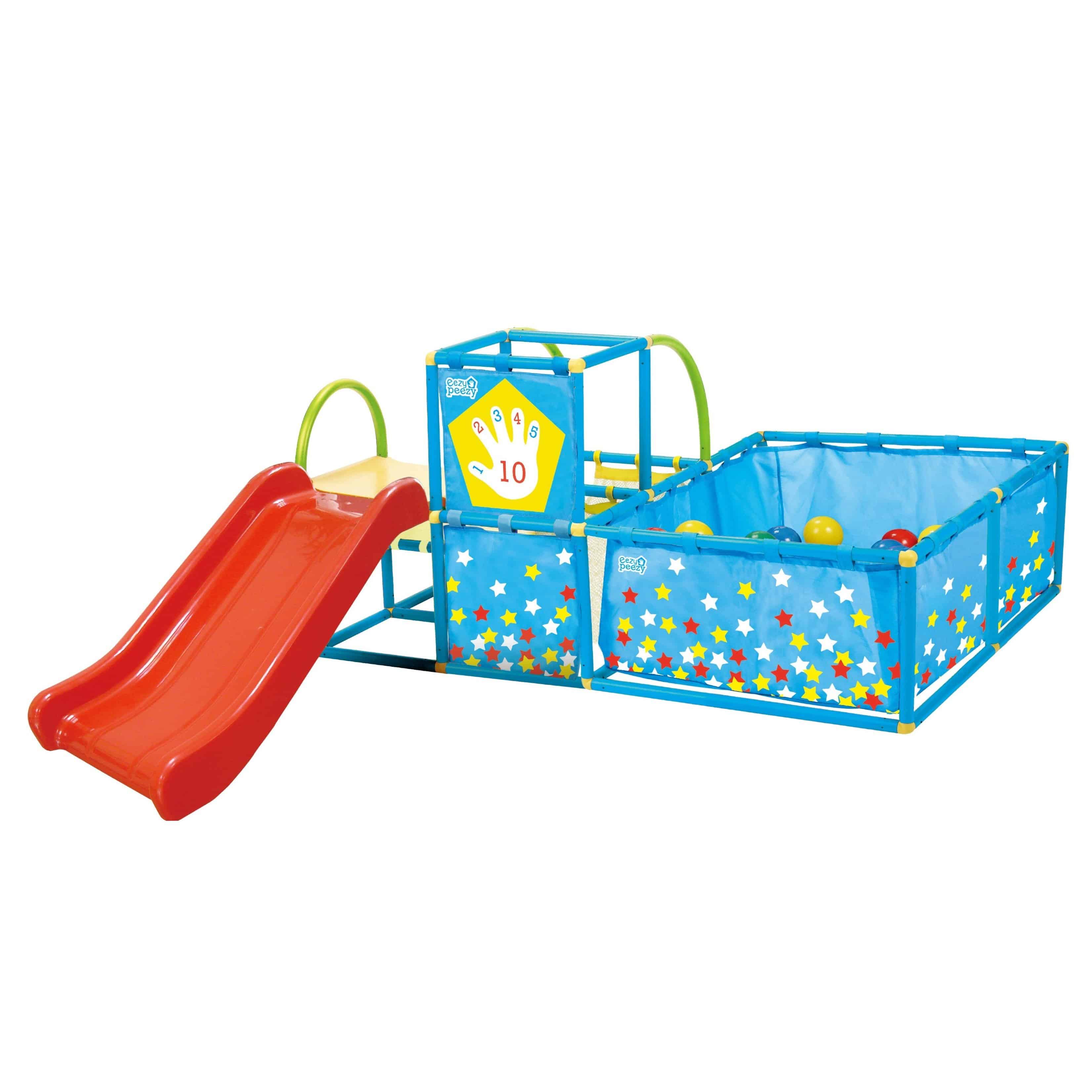 Eezy Peezy Play Gym with 50 Balls and Slide: 3 in 1! Playtime Favorite!