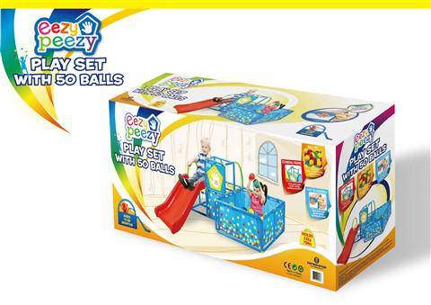 Eezy Peezy Play Gym with 50 Balls and Slide: 3 in 1! Playtime Favorite!